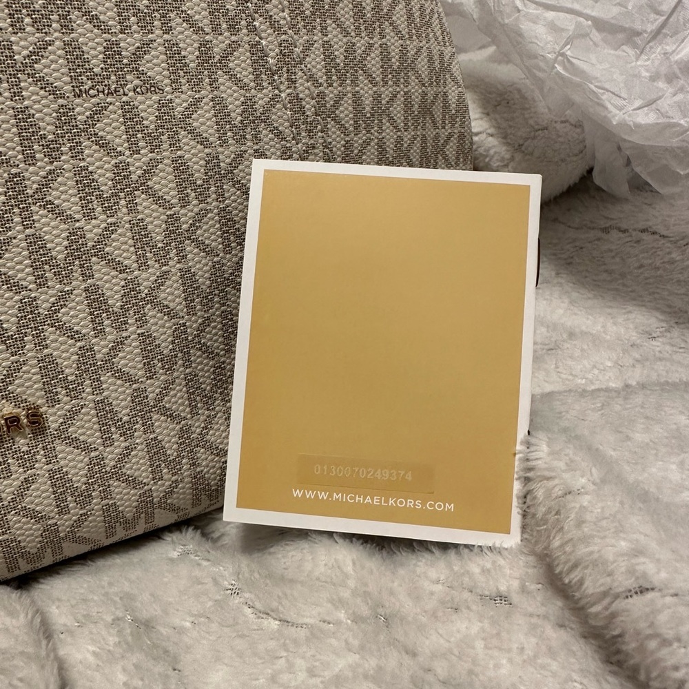 Michael Kors - Cream MK Logo Tan Gold Handbag - Picture 2 of 9